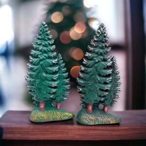 X2 Vintage Christmas in Vermont Village Accessory Tree Ceramic